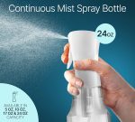 Hair Mist Spray Bottle - Ultra Fine Continuous Water Mister for Hairstyling, Cleaning, Plants, Misting & Skin Care